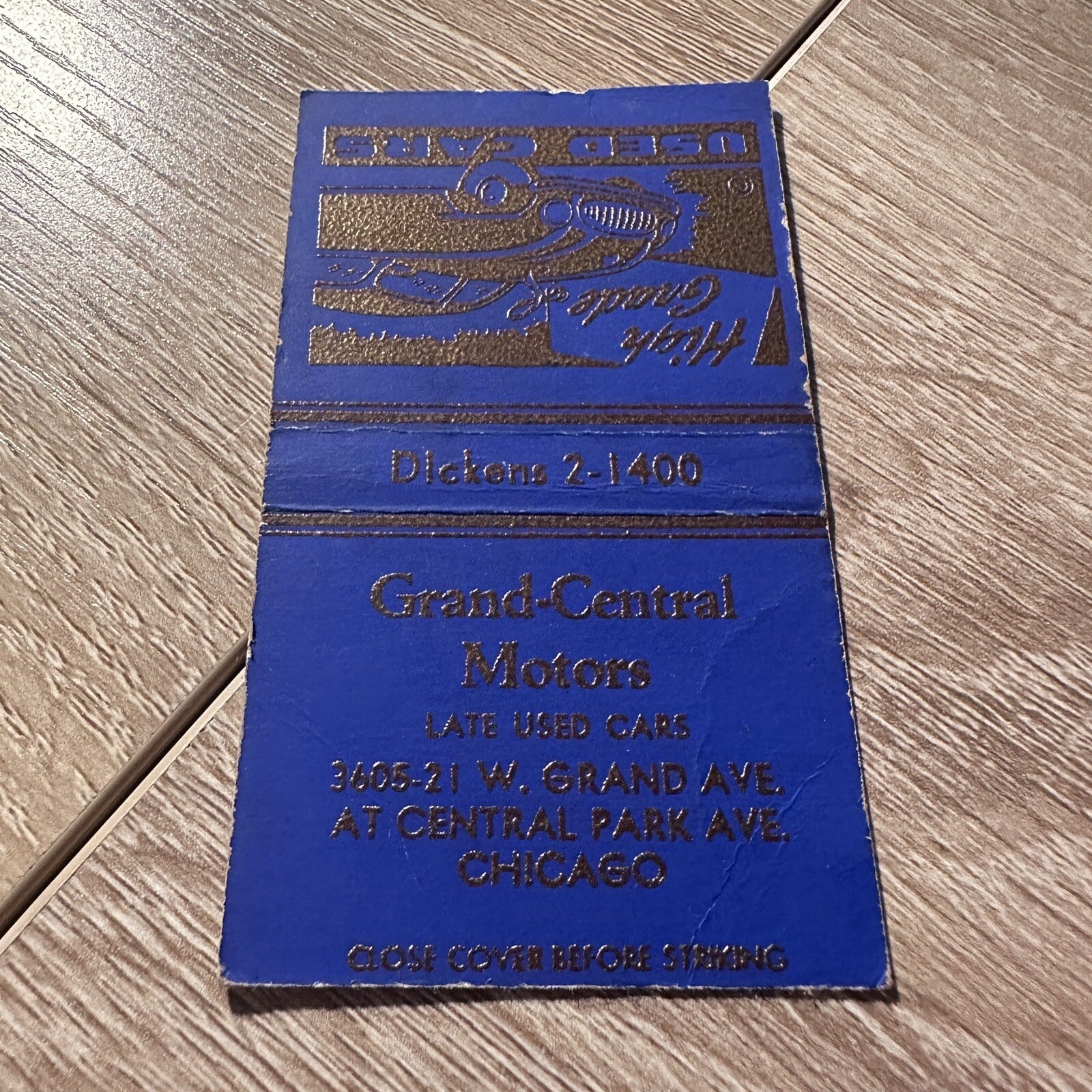 Vintage Grand Central Motors Chicago Illinois Advertising Matchbook