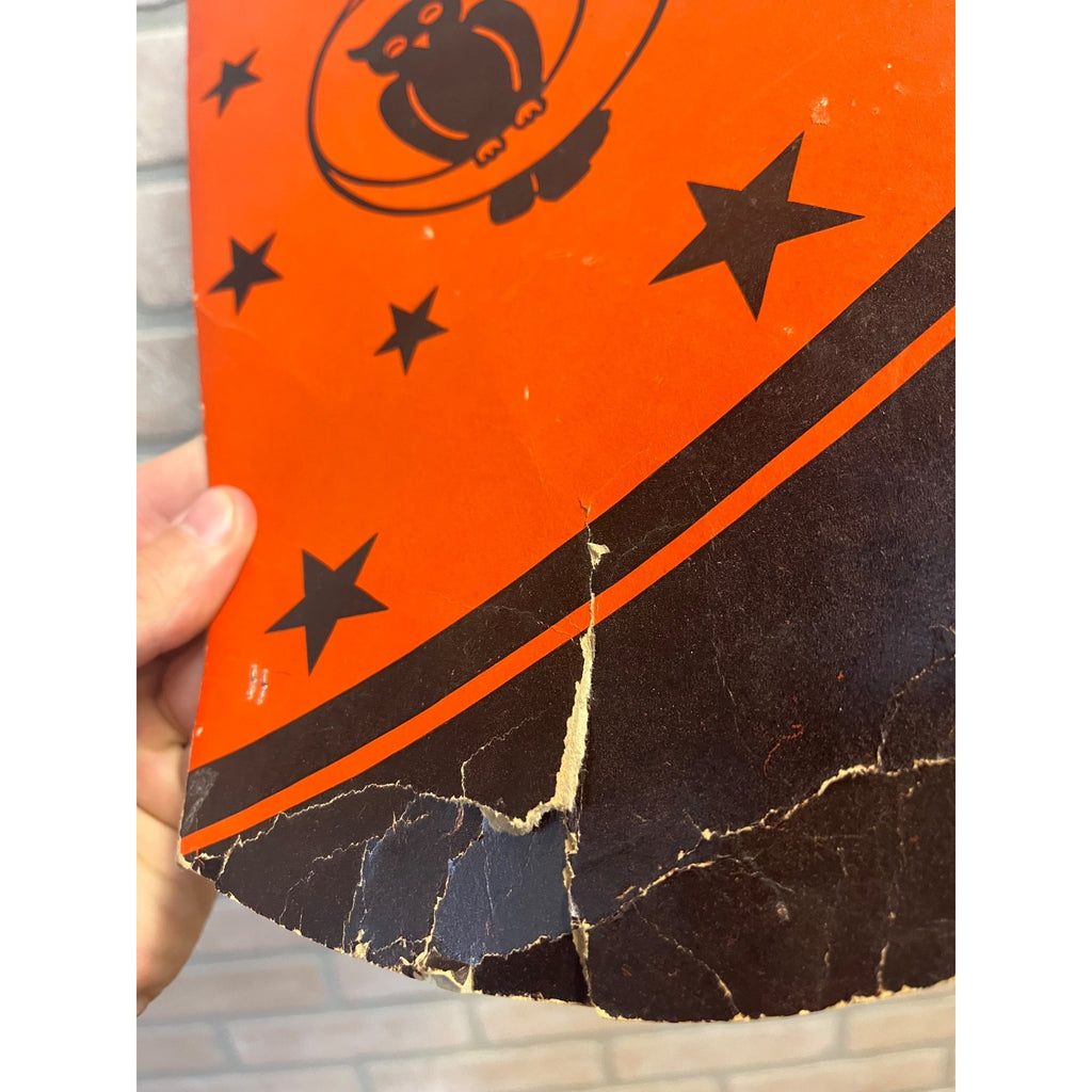 RARE Vintage 1930s Beistle Halloween Cardboard Party Hat Crescent Moon Owl Stars