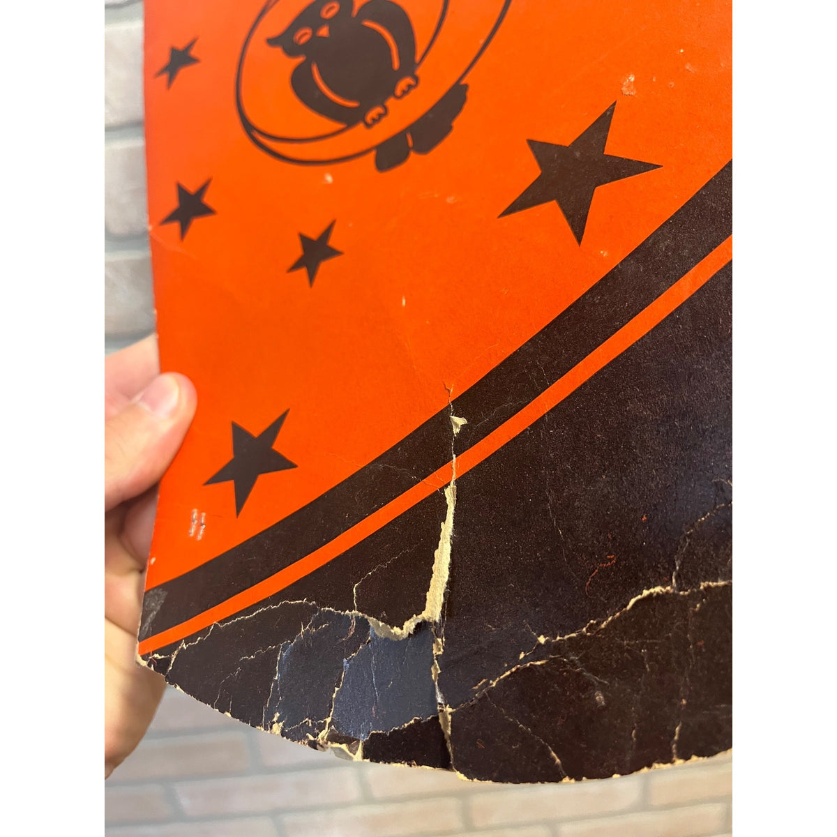 RARE Vintage 1930s Beistle Halloween Cardboard Party Hat Crescent Moon Owl Stars