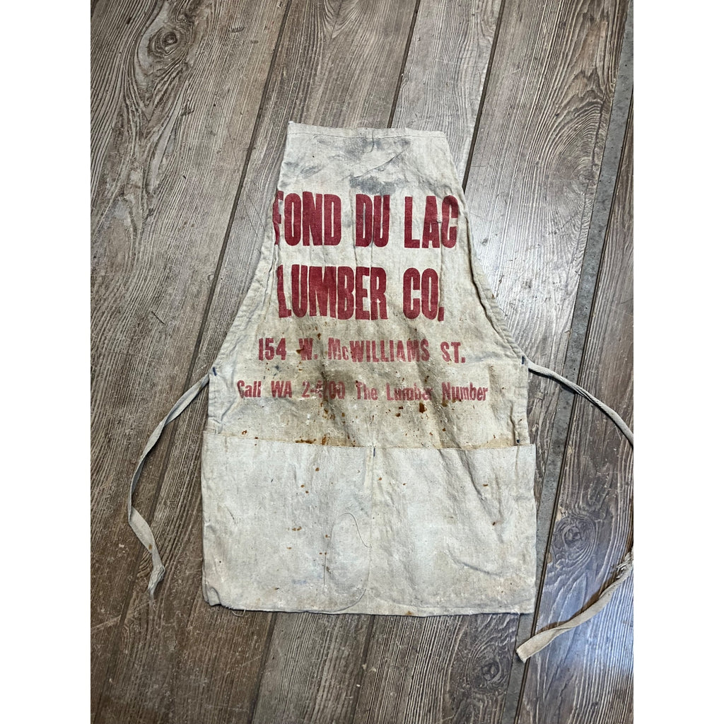 Vintage Fond du Lac Nail Carpenter Apron Lumber Yard Wisconsin Advertising