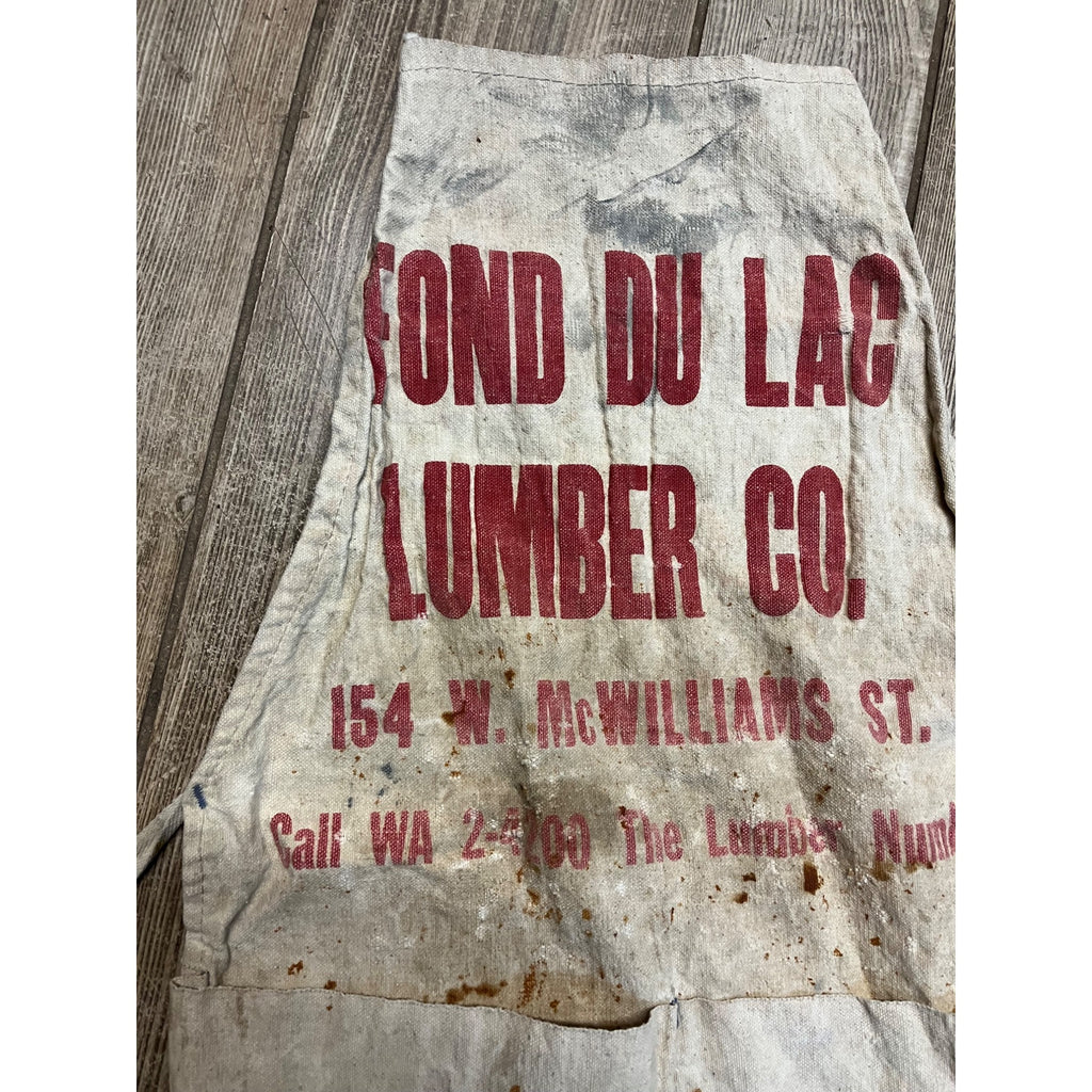 Vintage Fond du Lac Nail Carpenter Apron Lumber Yard Wisconsin Advertising