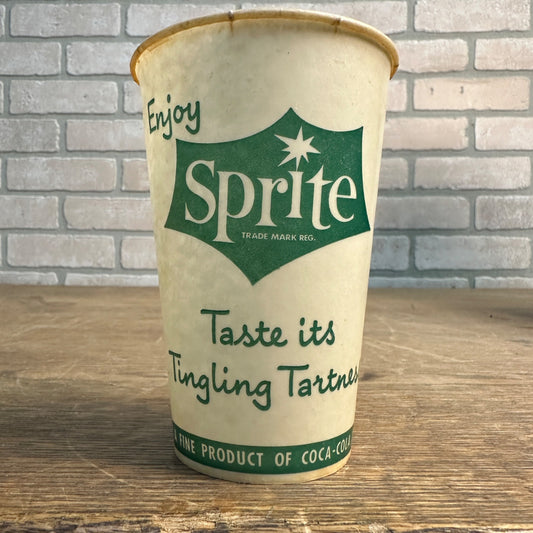 Vintage 12oz  Sprite Tartness Canadian Coca Cola Soda Promotional Wax Paper Cup