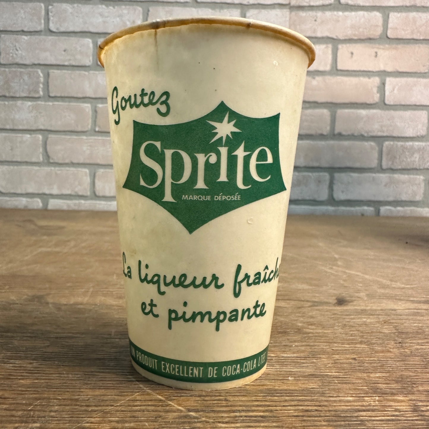 Vintage 12oz  Sprite Tartness Canadian Coca Cola Soda Promotional Wax Paper Cup