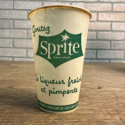 Vintage 12oz  Sprite Tartness Canadian Coca Cola Soda Promotional Wax Paper Cup