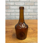 Antique Benedictine Wine Bottle Amber Brown Embossed Glass Bottle