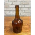 Antique Benedictine Wine Bottle Amber Brown Embossed Glass Bottle