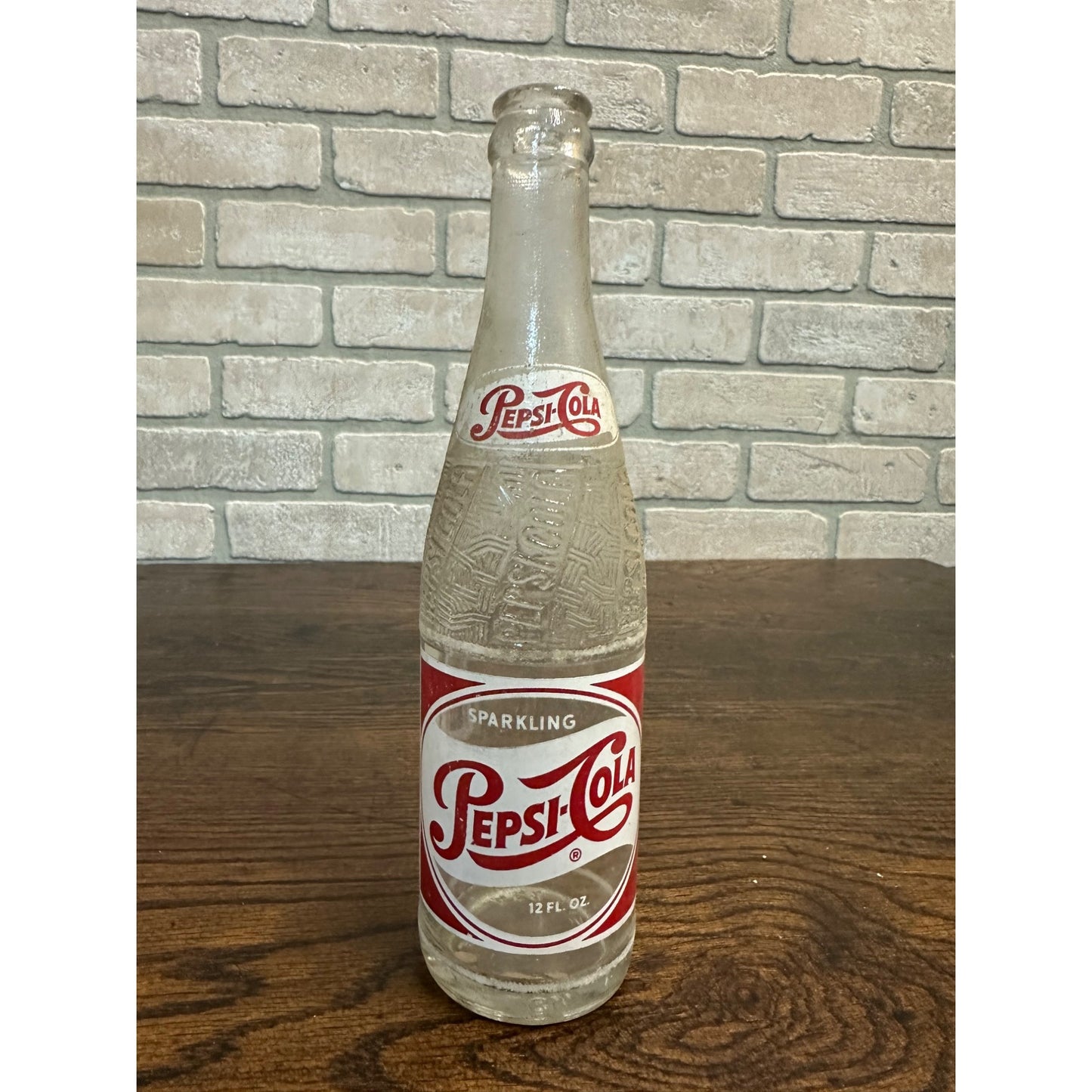 Vintage 1950s Pepsi Cola 12oz Glass Red White Soda Bottle - Greenville SC