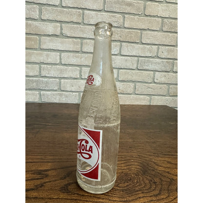 Vintage 1950s Pepsi Cola 12oz Glass Red White Soda Bottle - Greenville SC