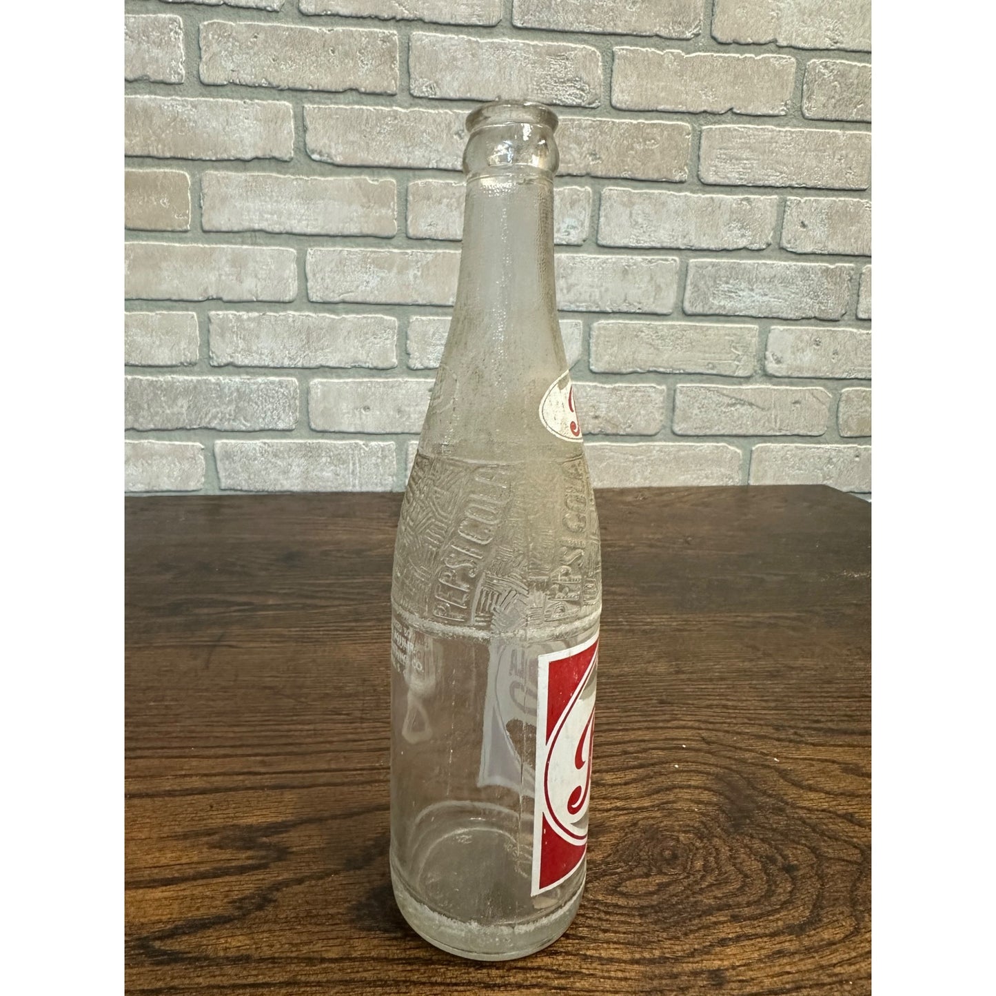 Vintage 1950s Pepsi Cola 12oz Glass Red White Soda Bottle - Greenville SC