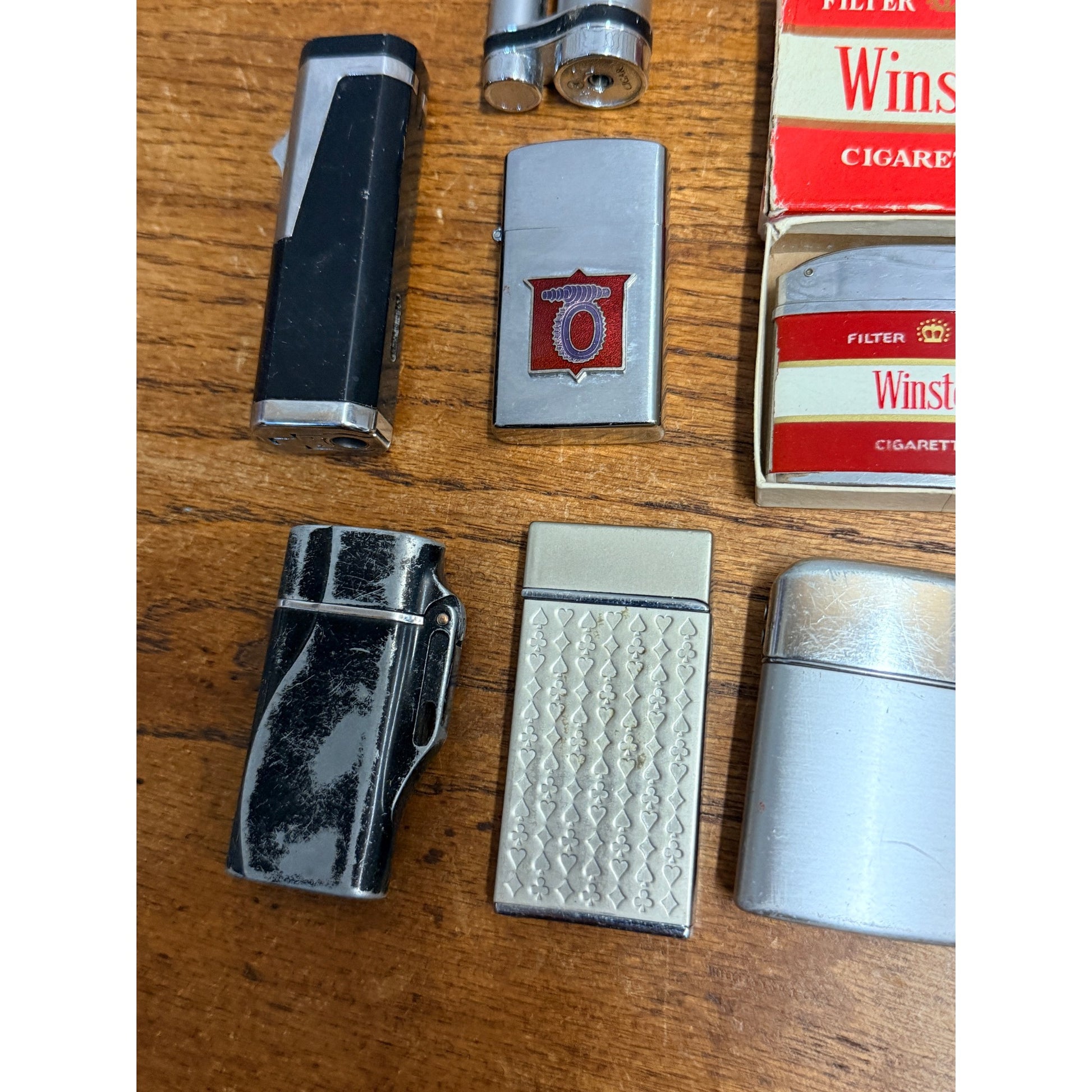 Vintage Lighter Lot Advertising Milwaukee Gears, Winston, Ronson Typhoon ++