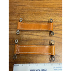 Tan Leather Luggage Steamer Trunk Chest Handles (2) w Brackets Restoration Parts