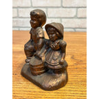 Vintage Jack and Jill Cast Bank / Pot Metal / Bronze Finish / Nursery Rhyme