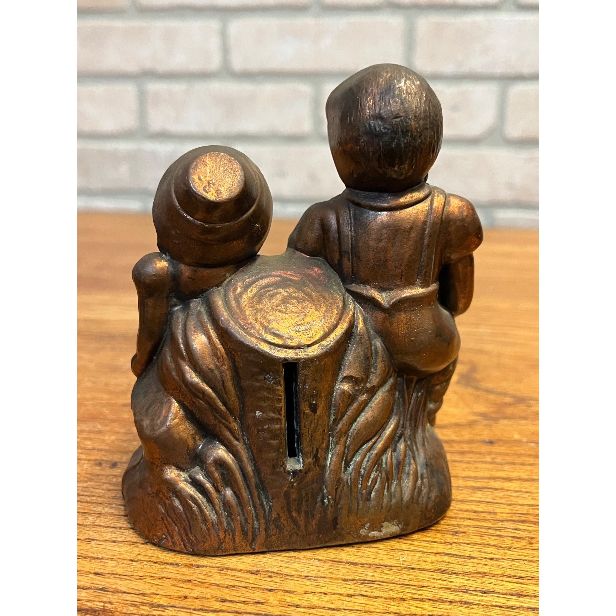 Vintage Jack and Jill Cast Bank / Pot Metal / Bronze Finish / Nursery Rhyme