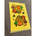 Vintage CANNON Merry Mushroom Kitchen Bath Hand Towel Fringe Groovy Retro Yellow