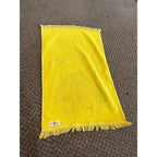 Vintage CANNON Merry Mushroom Kitchen Bath Hand Towel Fringe Groovy Retro Yellow