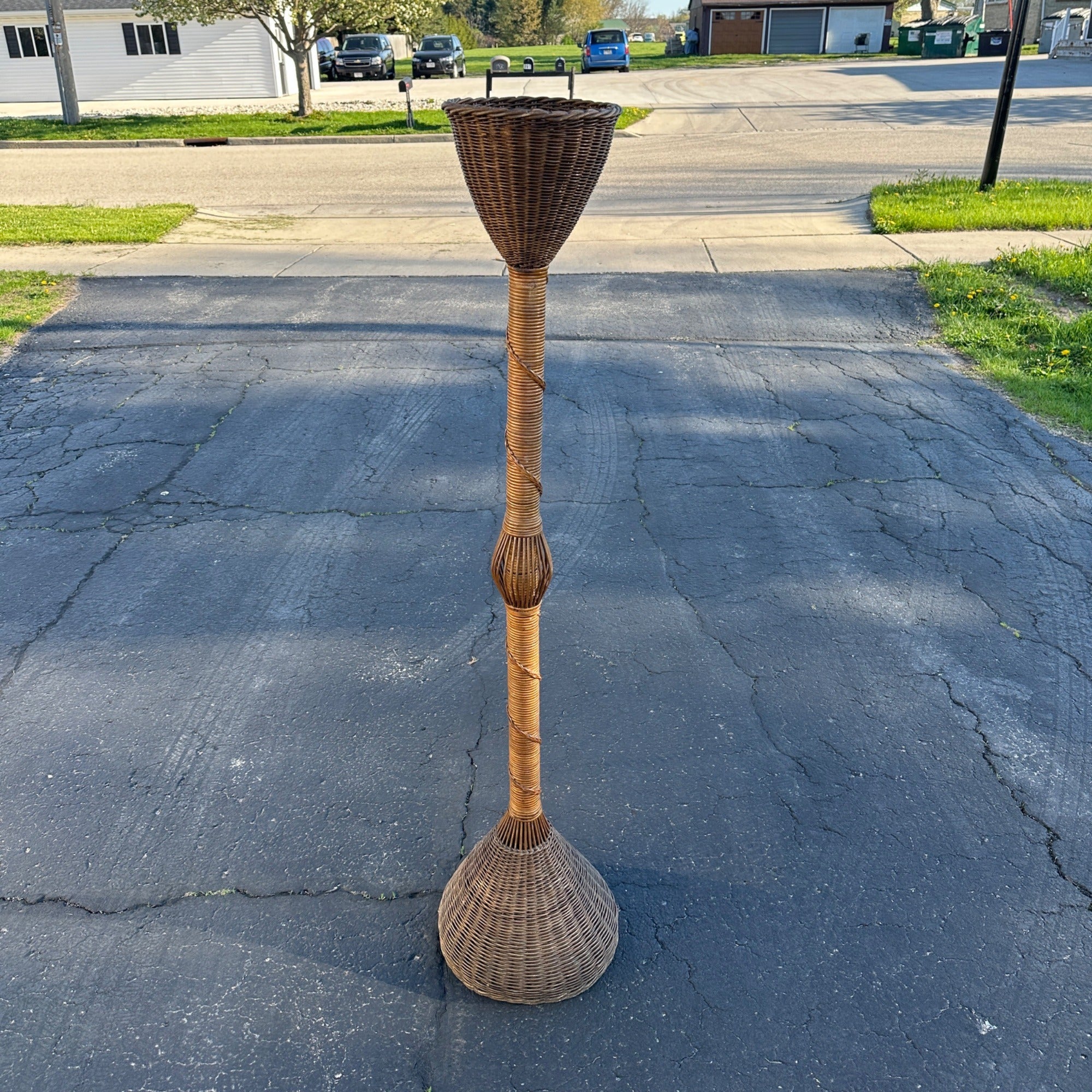Vintage 1930s Wicker Plant Stand or Display Stand 57.5" Tall