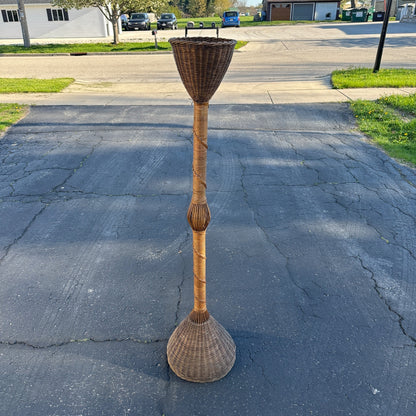 Vintage 1930s Wicker Plant Stand or Display Stand 57.5" Tall
