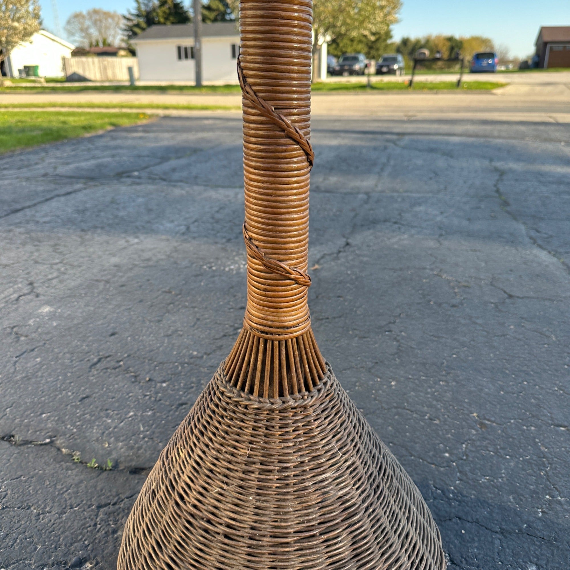 Vintage 1930s Wicker Plant Stand or Display Stand 57.5" Tall
