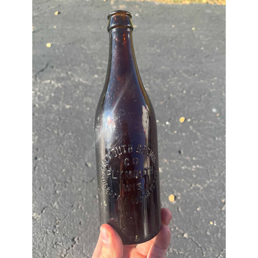 Vintage Pre-Prohibition Plymouth Brewing Co. Wis Amber Brown Beer Bottle