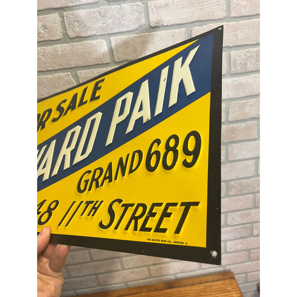 Vintage 1940s EDWARD PAIK For Sale Realtor Embossed Advertising Sign