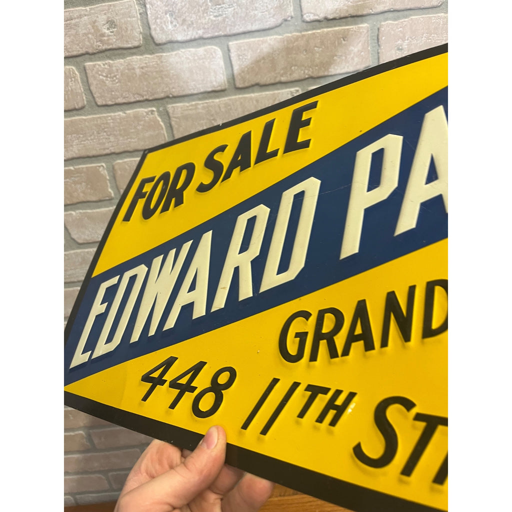 Vintage 1940s EDWARD PAIK For Sale Realtor Embossed Advertising Sign