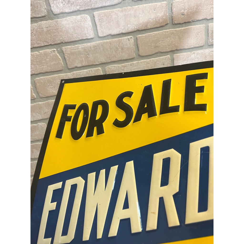 Vintage 1940s EDWARD PAIK For Sale Realtor Embossed Advertising Sign