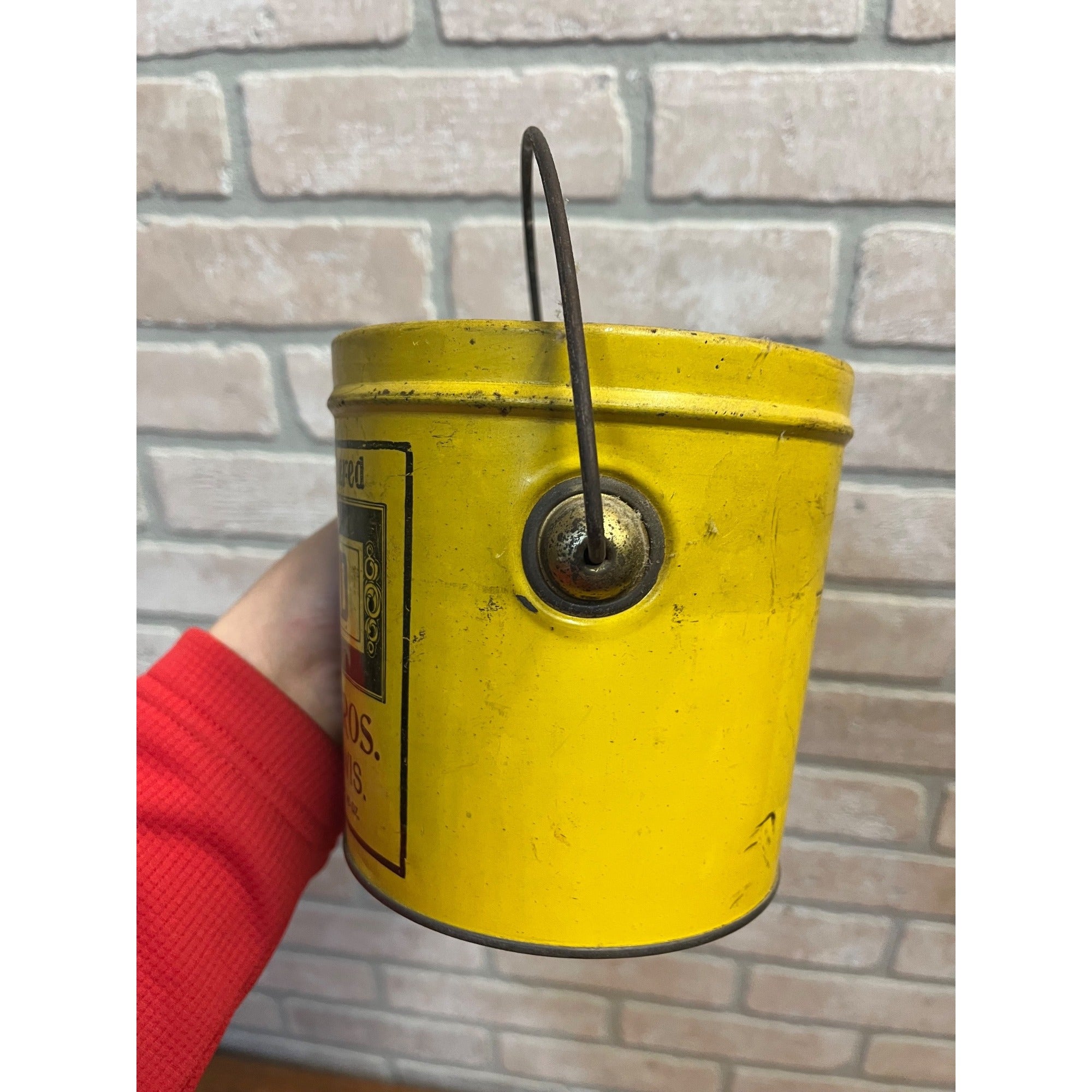 Vintage Heller Bros Lard Tin Pail Advertising Neenah WI Wisconsin Primitive