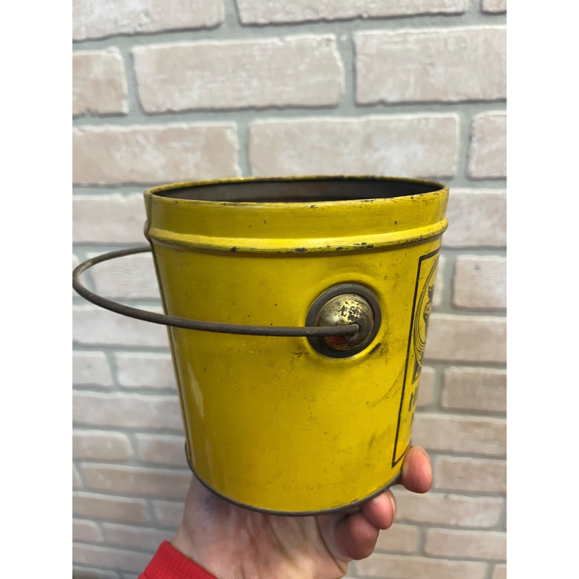 Vintage Heller Bros Lard Tin Pail Advertising Neenah WI Wisconsin Primitive