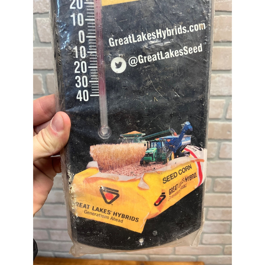 Vintage Great Lakes Hybrids Farm Seed Advertising Plastic Therm Sign