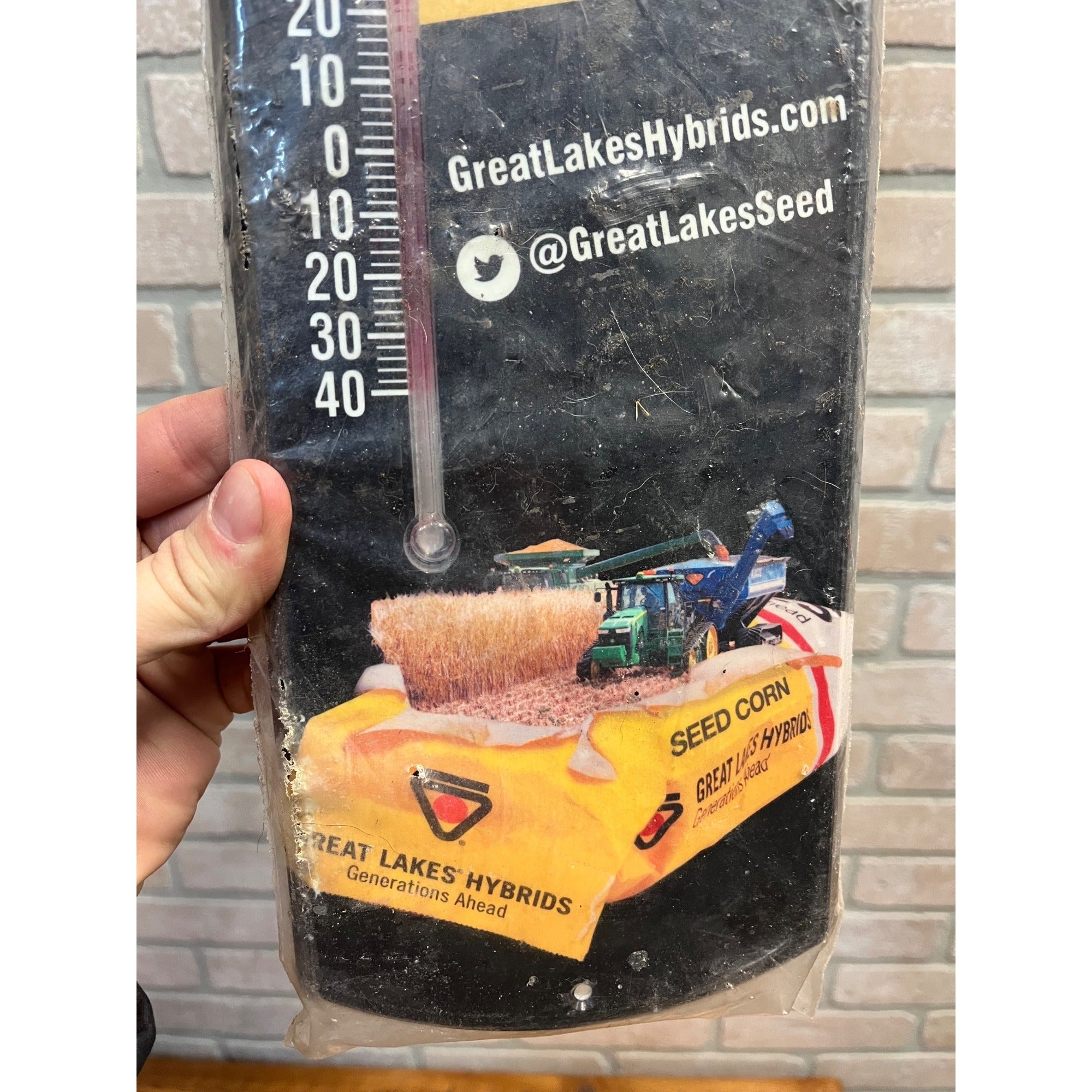 Vintage Great Lakes Hybrids Farm Seed Advertising Plastic Therm Sign