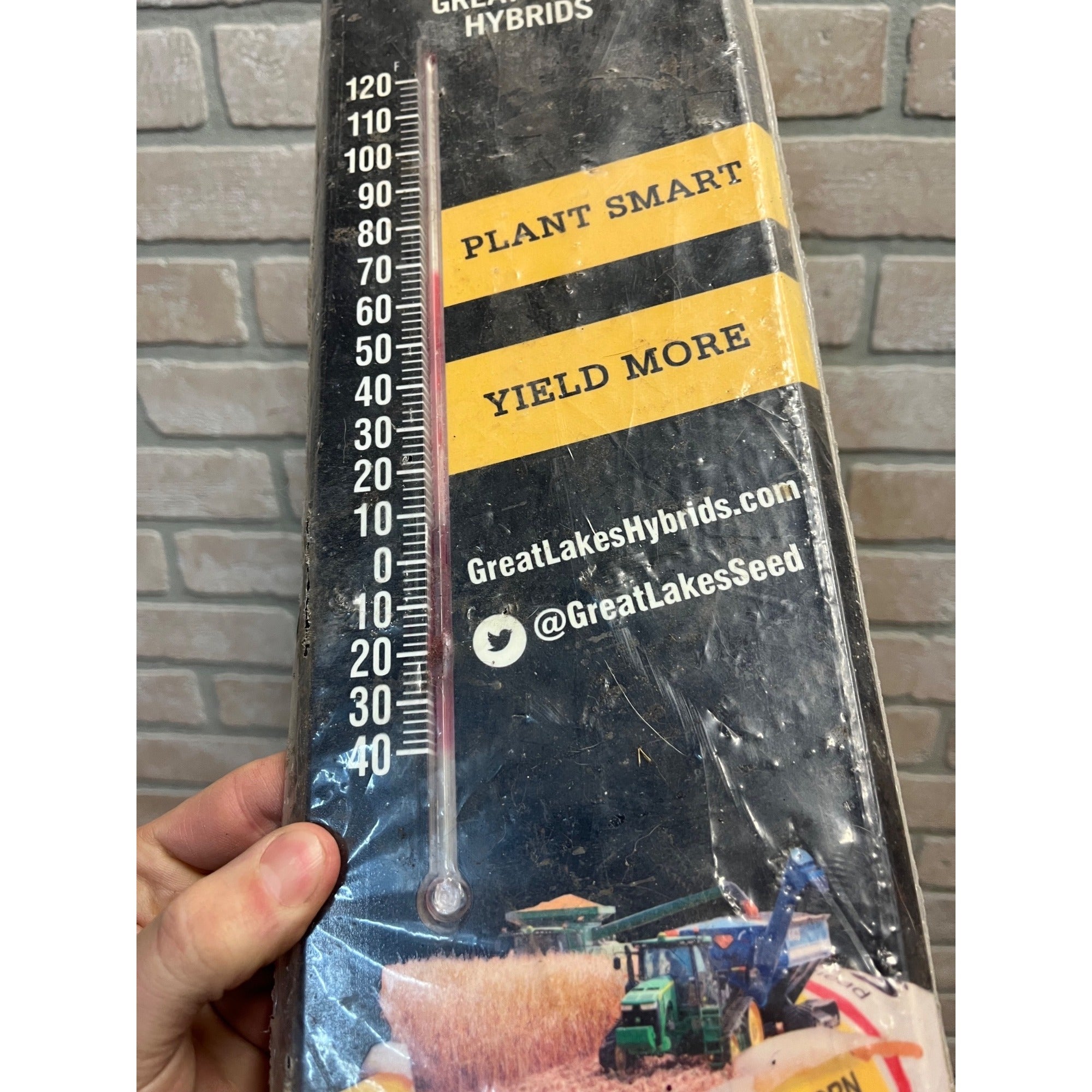 Vintage Great Lakes Hybrids Farm Seed Advertising Plastic Therm Sign