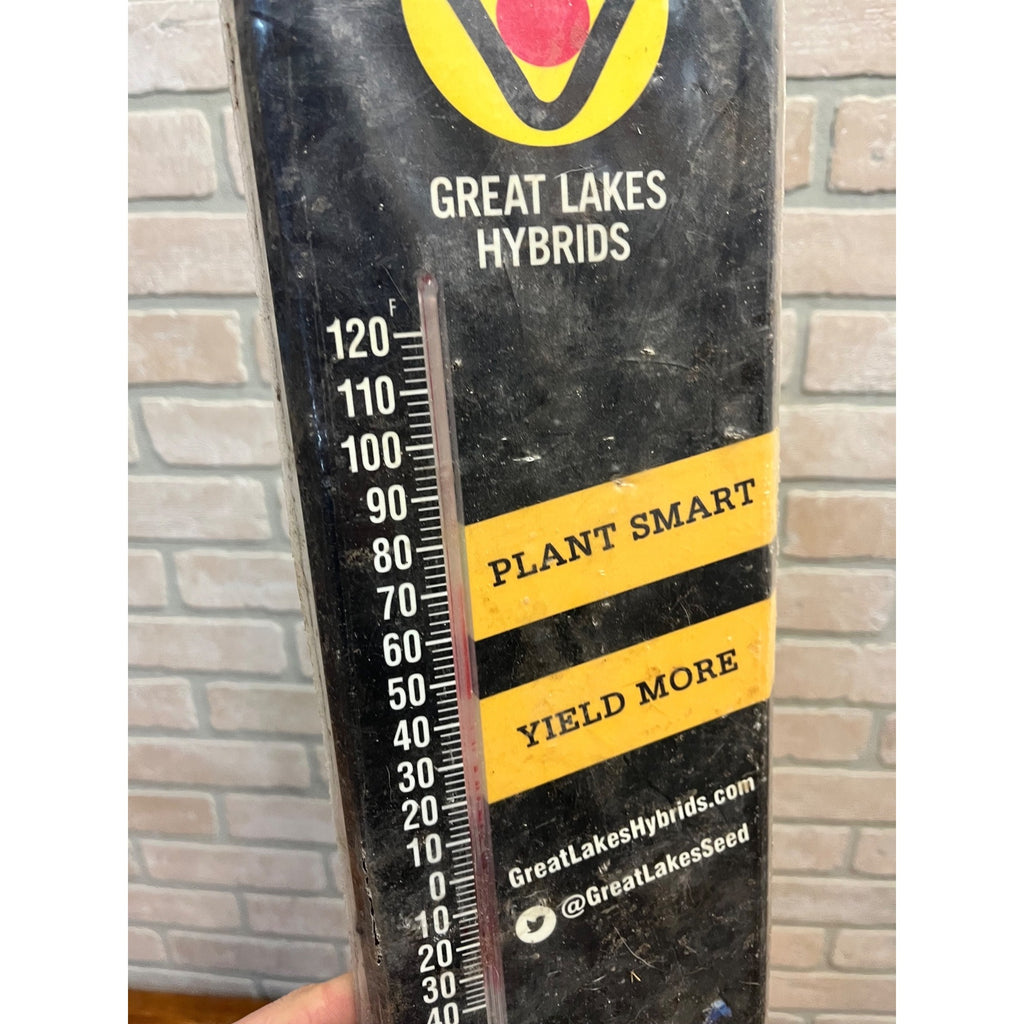 Vintage Great Lakes Hybrids Farm Seed Advertising Plastic Therm Sign