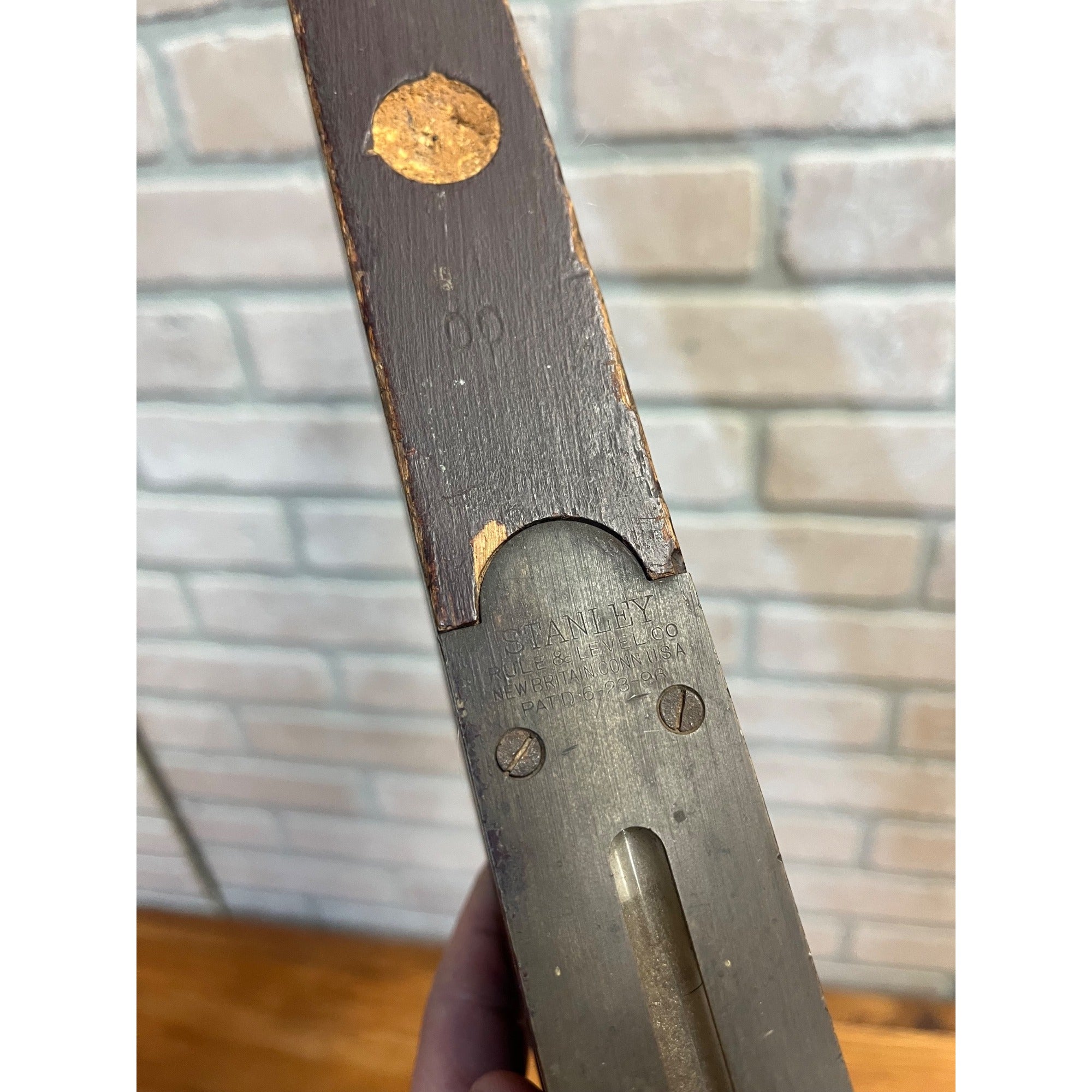 AntiqueVintage Stanley Wood & Brass 22" Carpenters Level Rule & Lever Co.