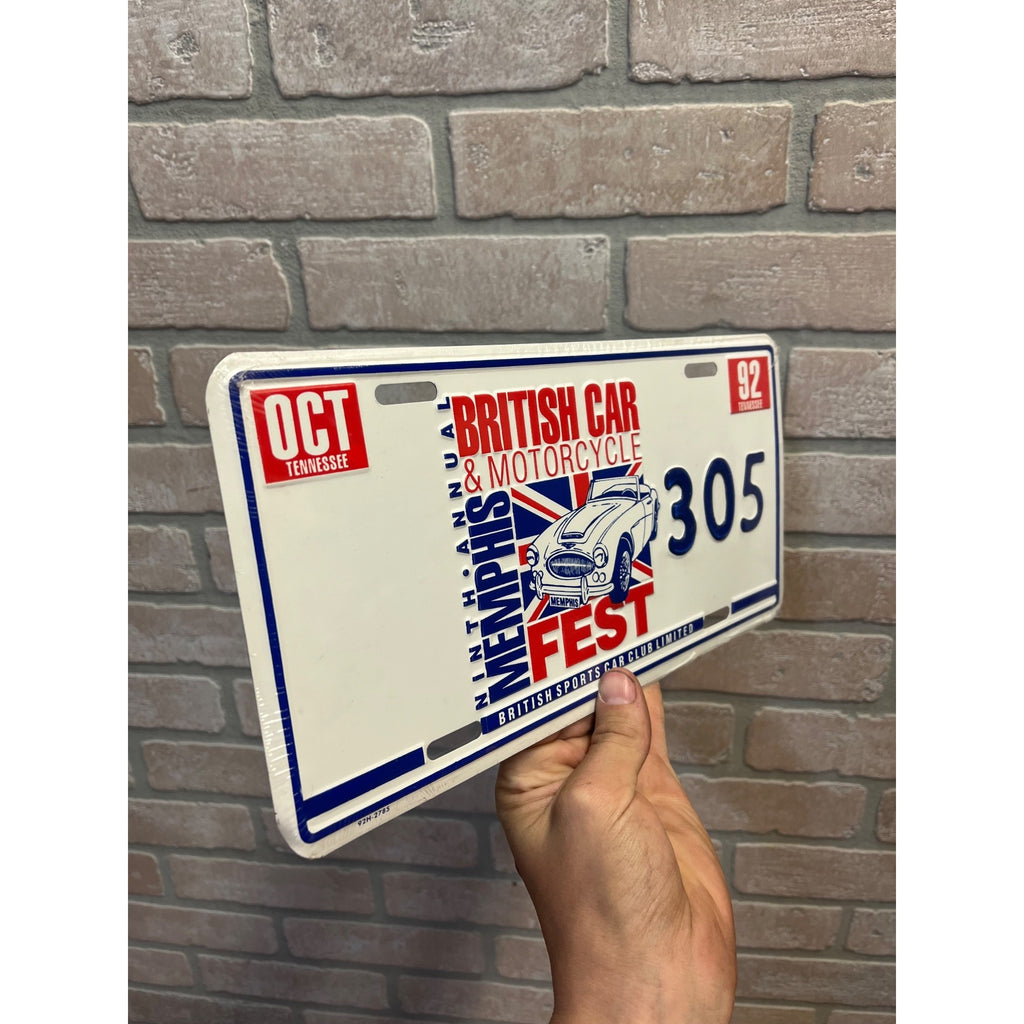 Vintage Metal License Plate British Car & Motorcycle Memphis Fest 1992 Tennessee 305