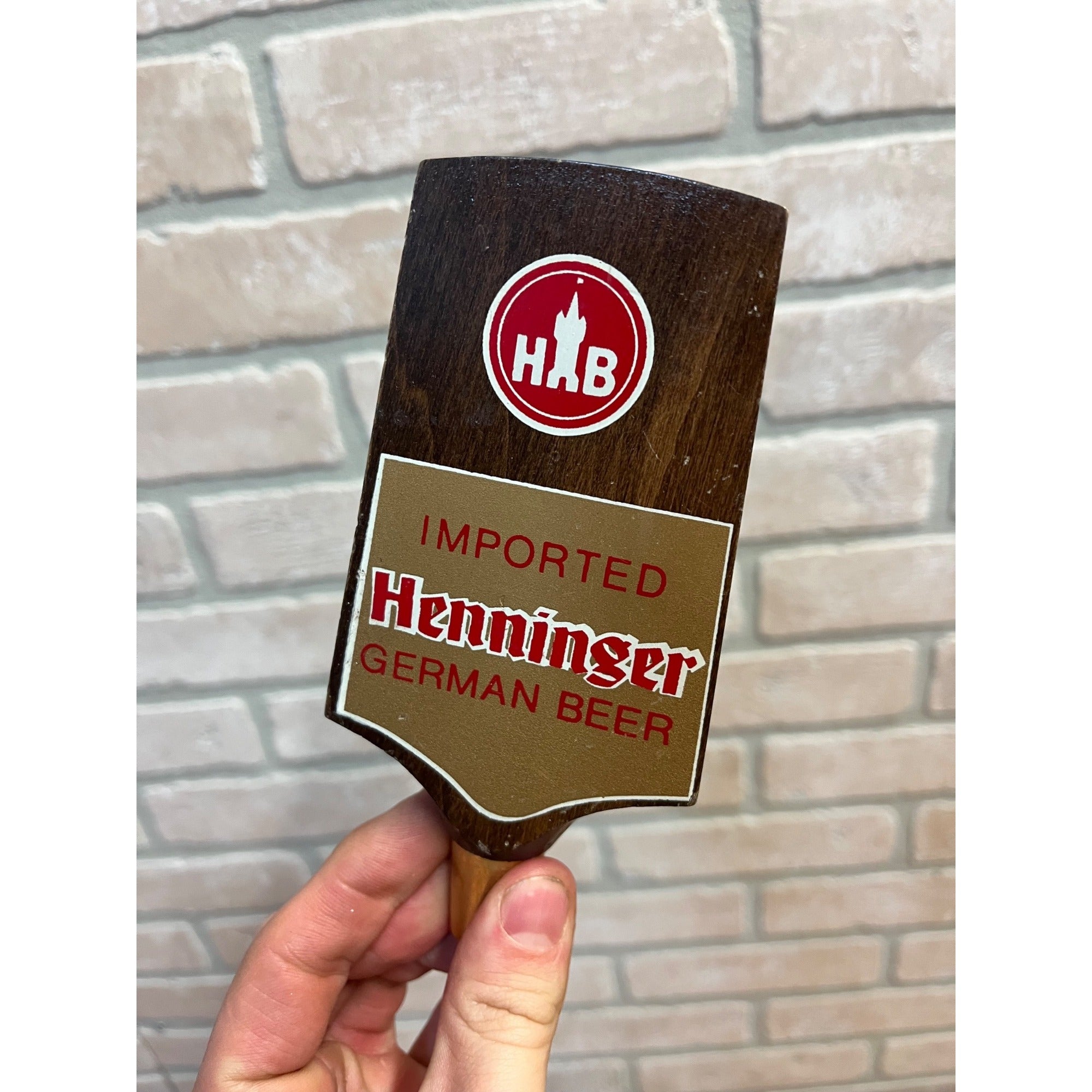 Vingate Imported Henninger German Beer Wooden Tap Knob Handle
