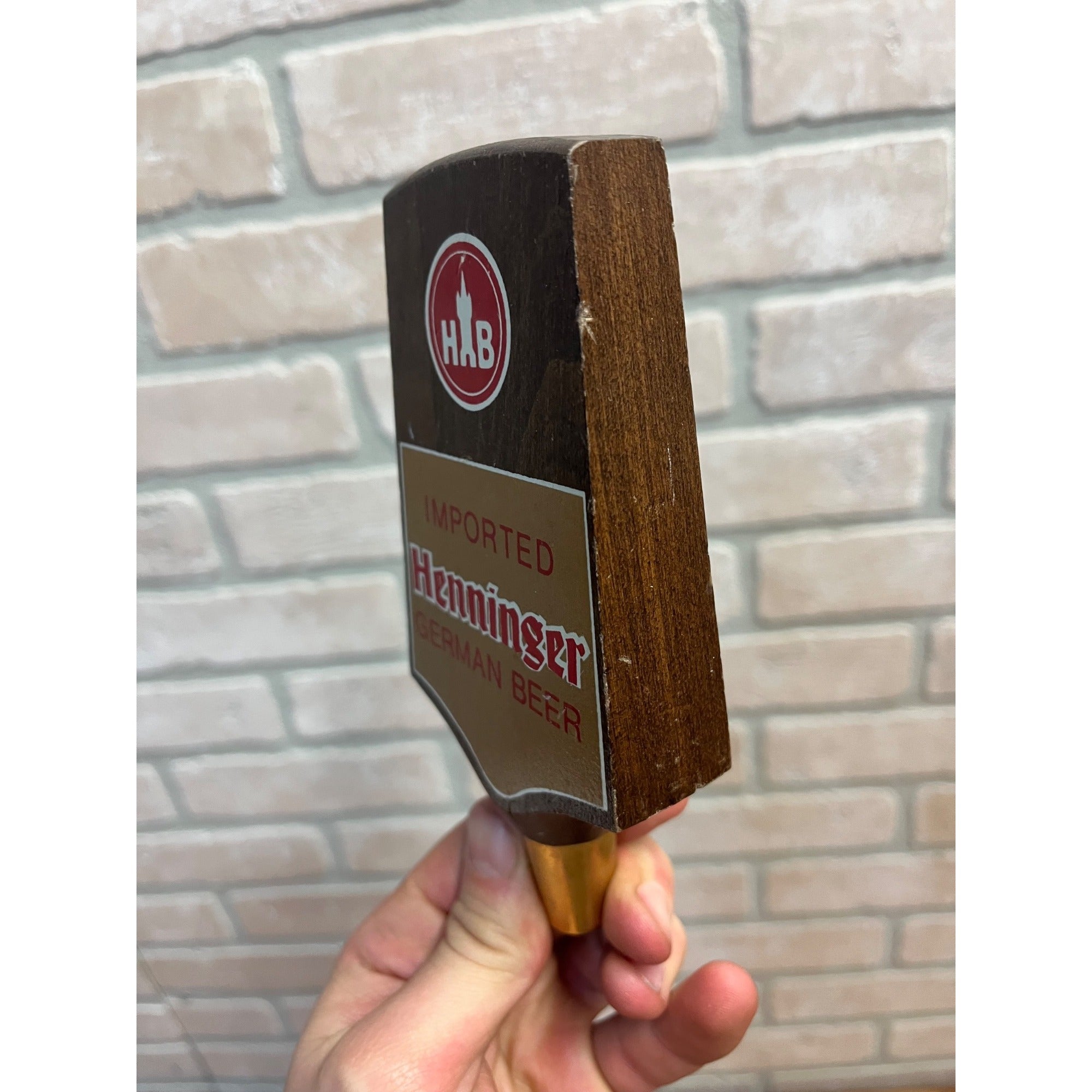 Vingate Imported Henninger German Beer Wooden Tap Knob Handle