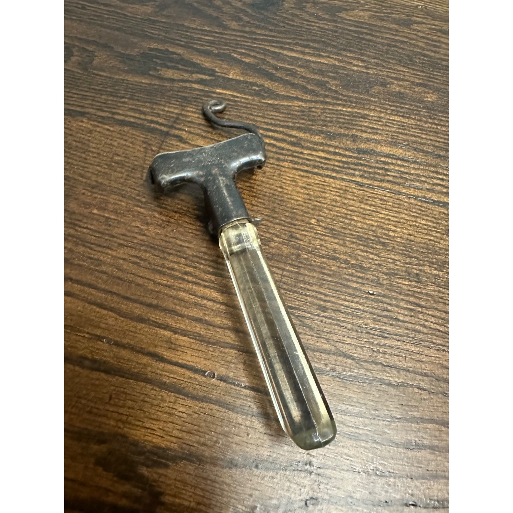 Vintage Pyrex Flameware Detachable Locking Handle Clear Glass & Metal