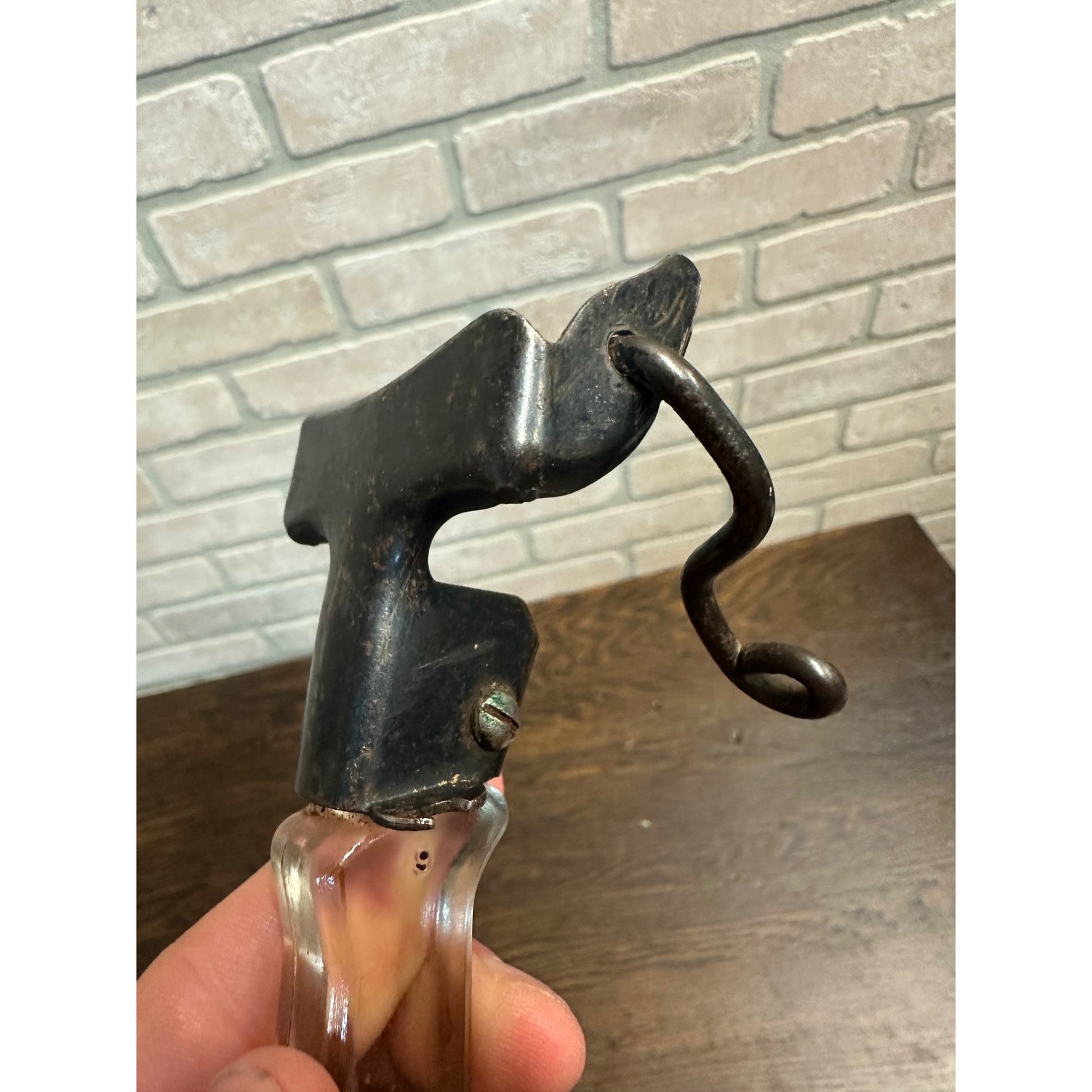 Vintage Pyrex Flameware Detachable Locking Handle Clear Glass & Metal