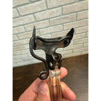 Vintage Pyrex Flameware Detachable Locking Handle Clear Glass & Metal