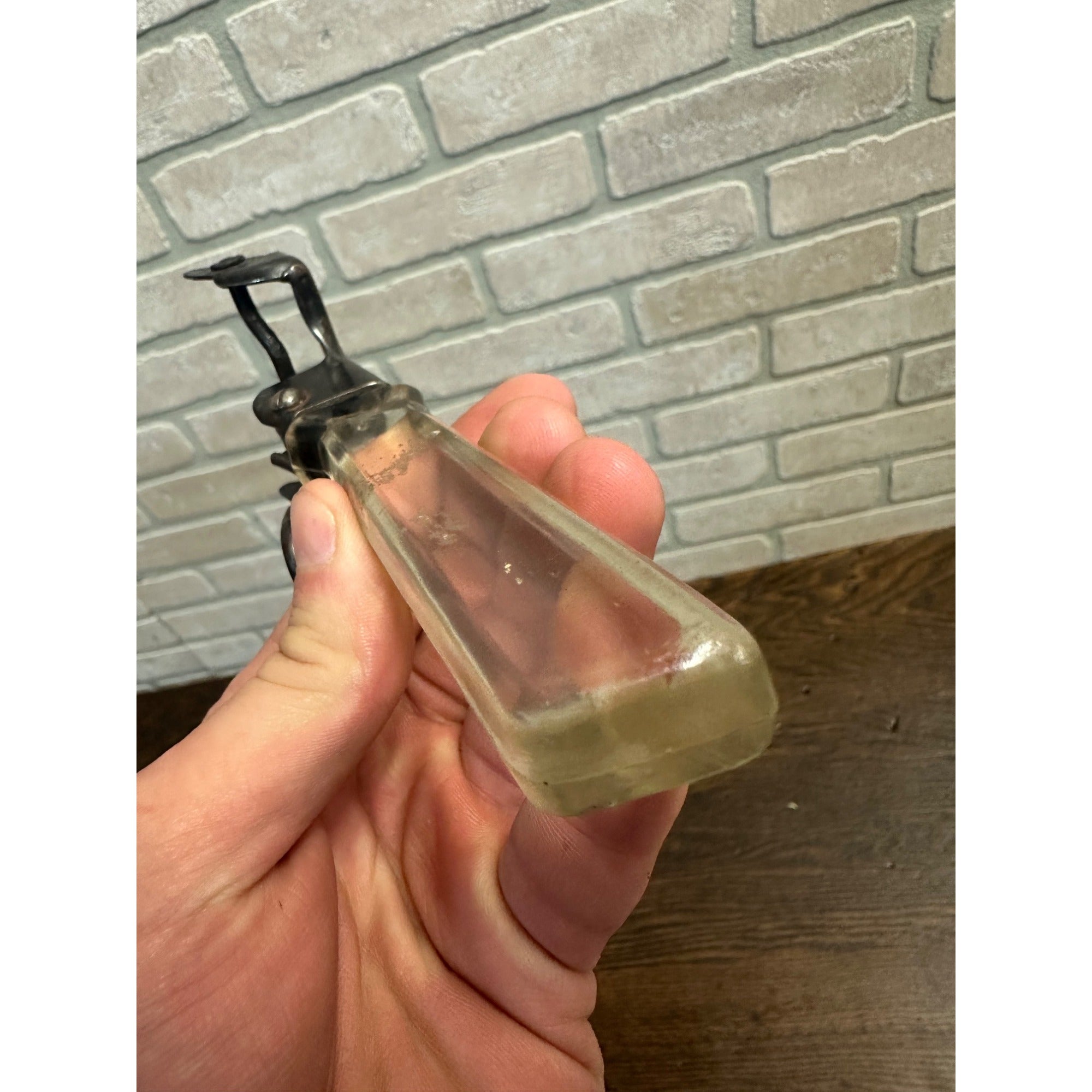 Vintage Pyrex Flameware Detachable Locking Handle Clear Glass & Metal