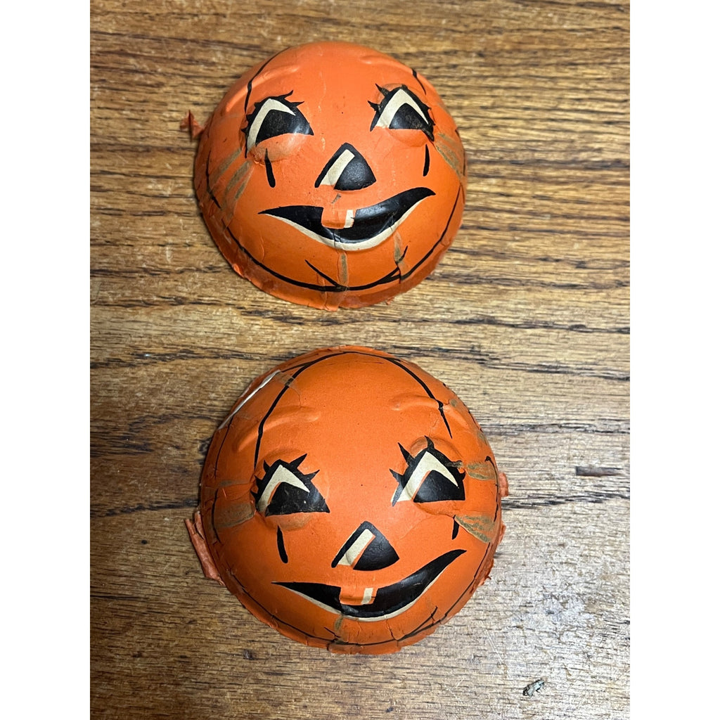 RARE Vintage Halloween 2pc Candy Container JOL Jack o'Lantern Pressed Cardboard