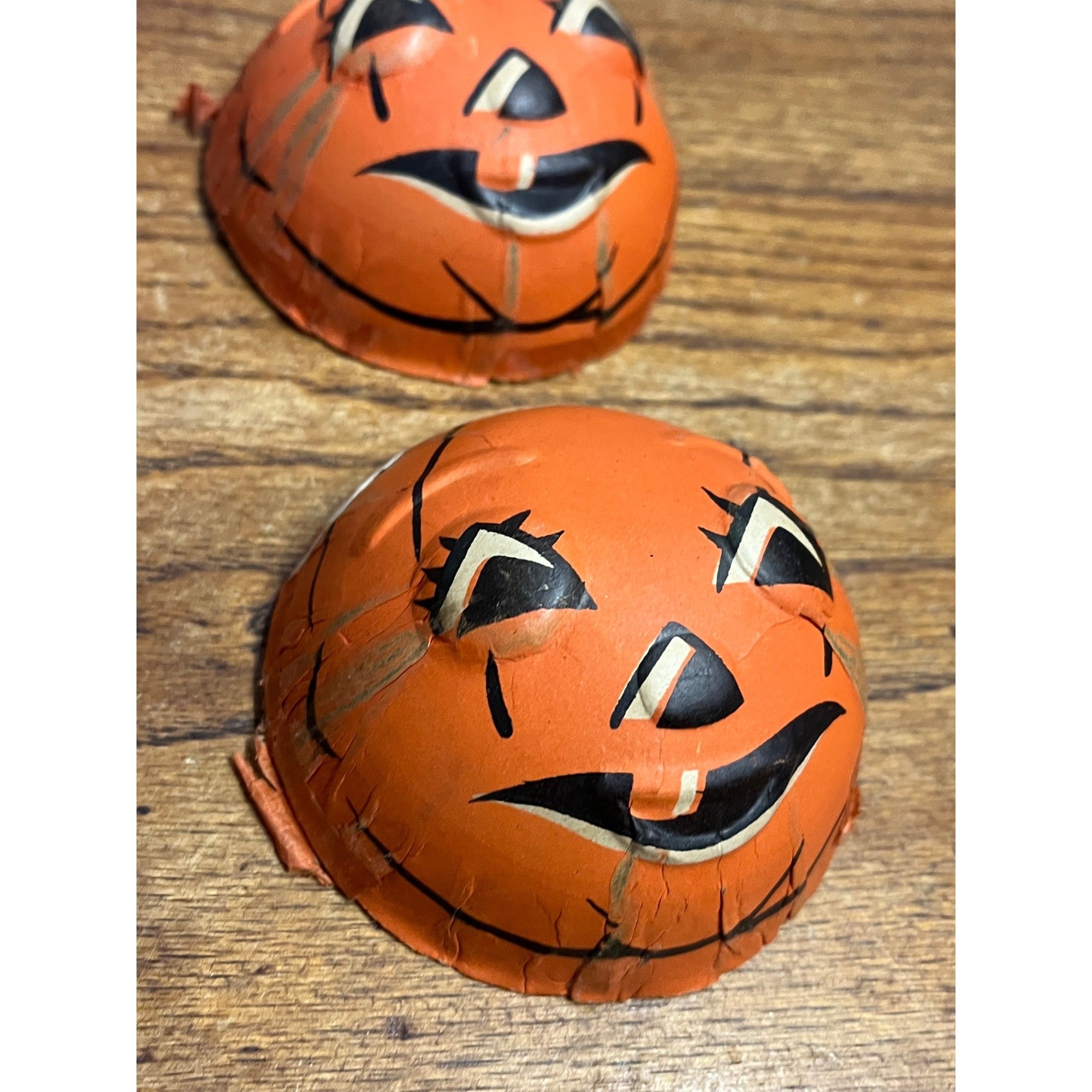 RARE Vintage Halloween 2pc Candy Container JOL Jack o'Lantern Pressed Cardboard