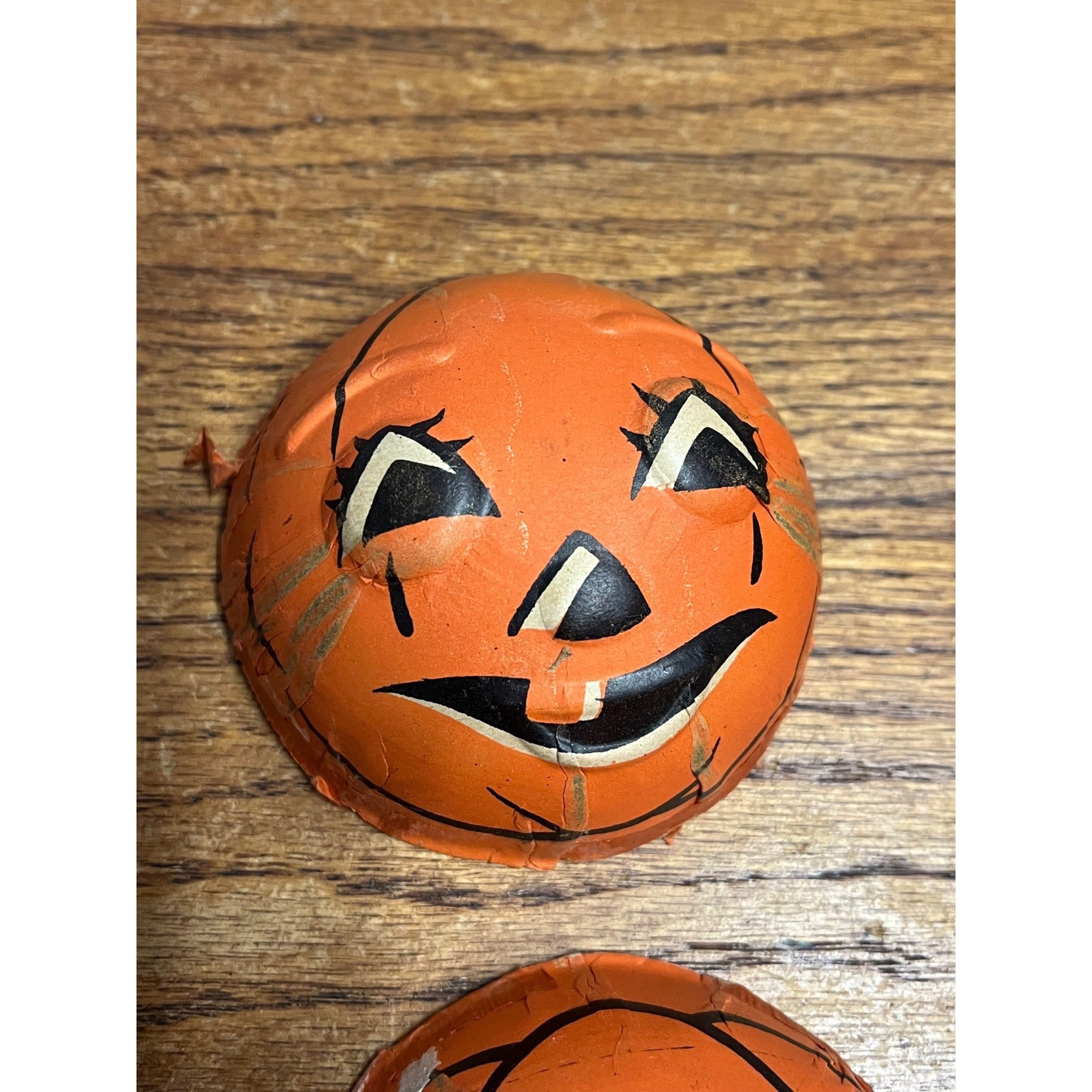 RARE Vintage Halloween 2pc Candy Container JOL Jack o'Lantern Pressed Cardboard