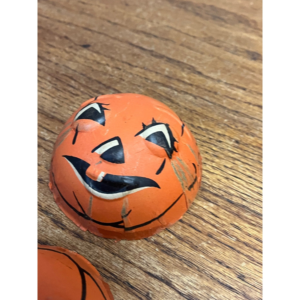 RARE Vintage Halloween 2pc Candy Container JOL Jack o'Lantern Pressed Cardboard