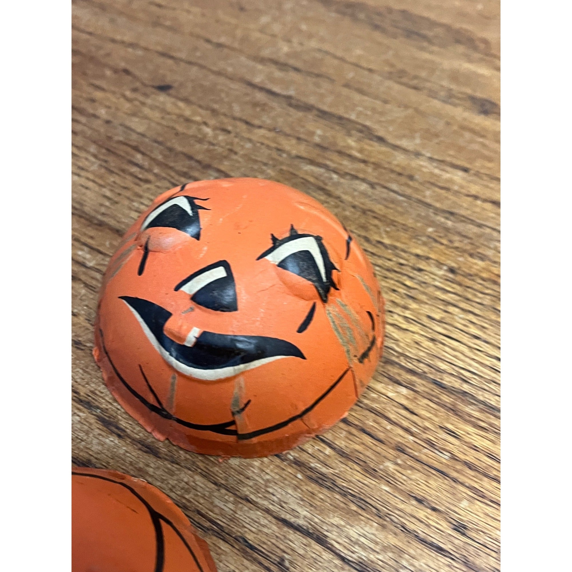 RARE Vintage Halloween 2pc Candy Container JOL Jack o'Lantern Pressed Cardboard
