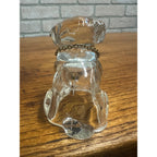 Vintage Degenhart Clear Glass 3" Sitting Dog Pooche Figurine w/ Chain