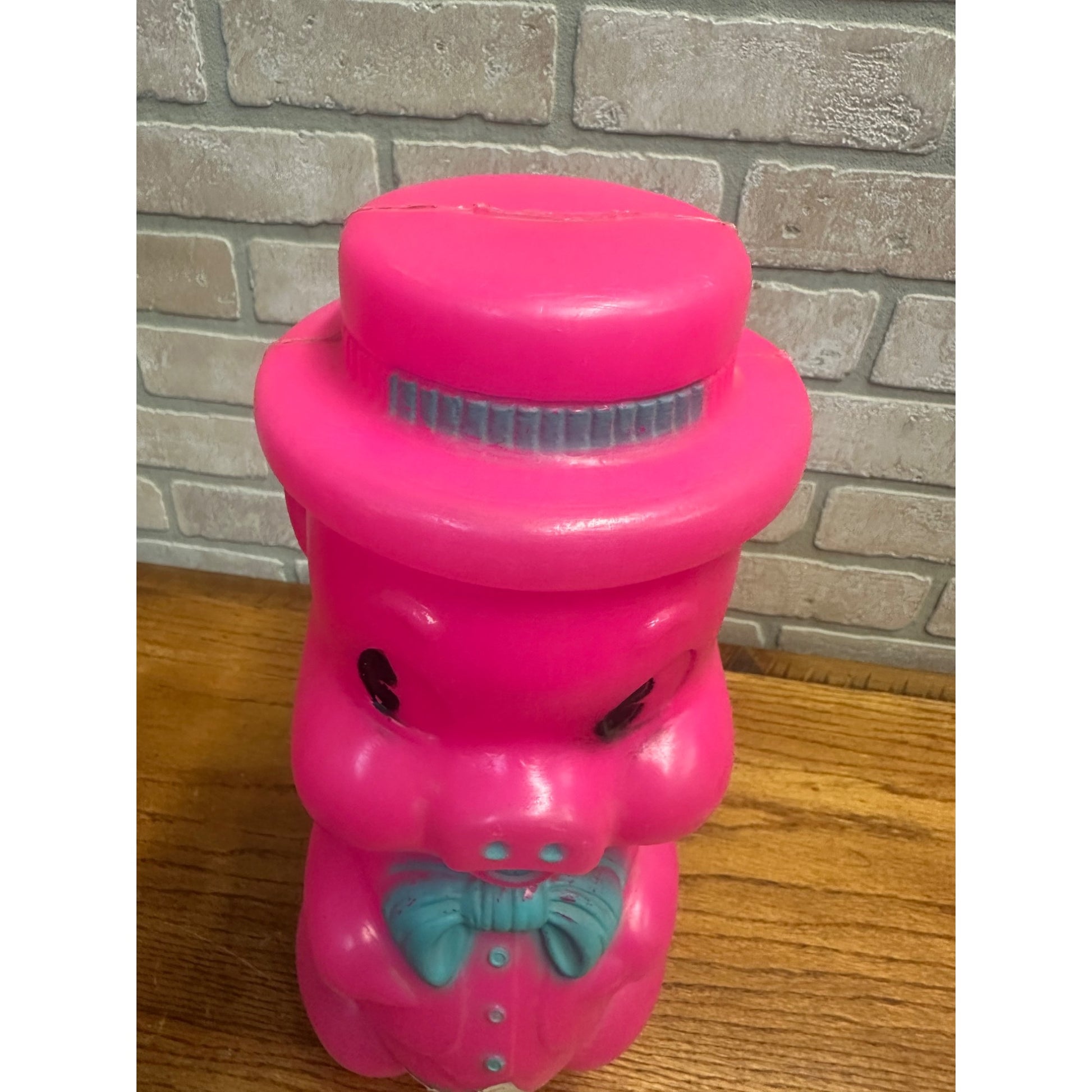 Vintage Blow Mold Pig Coin Bank A. J. Renzi Corp. 1964 Pink 16" - Unused