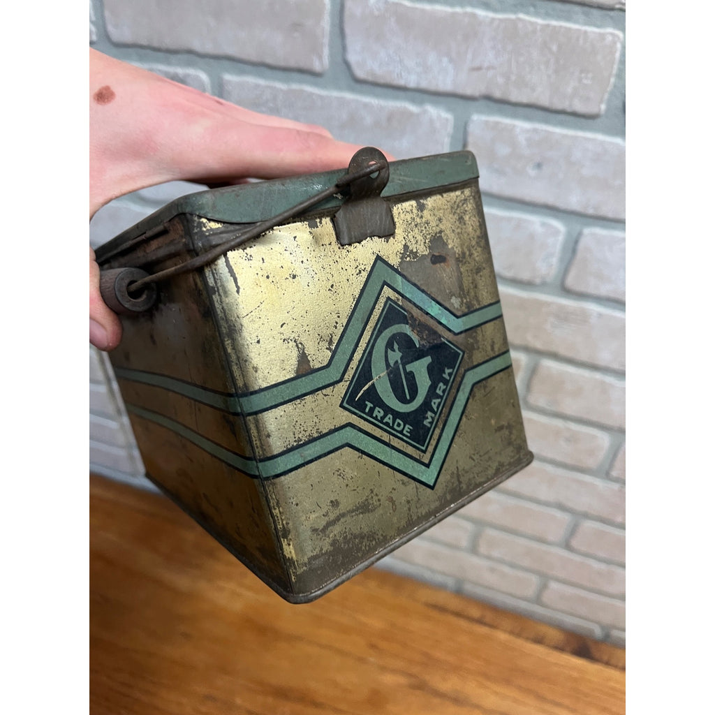 Vintage Gail & Ax Navy Tobacco Advertising Tin Lunch Pail Can American Co.