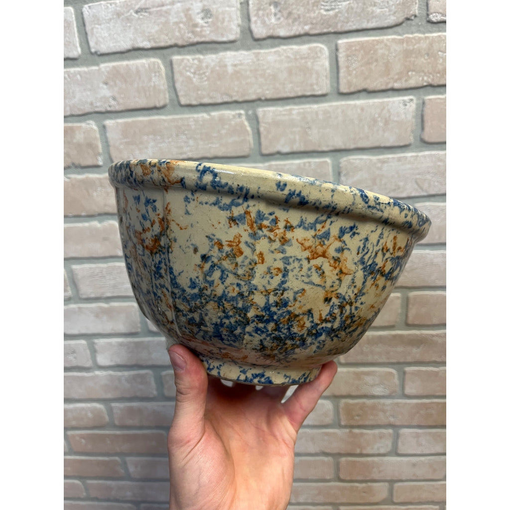 Vintage Red Wing Stoneware Spongeware Mixing Bowl Primitive Kitchen 9"