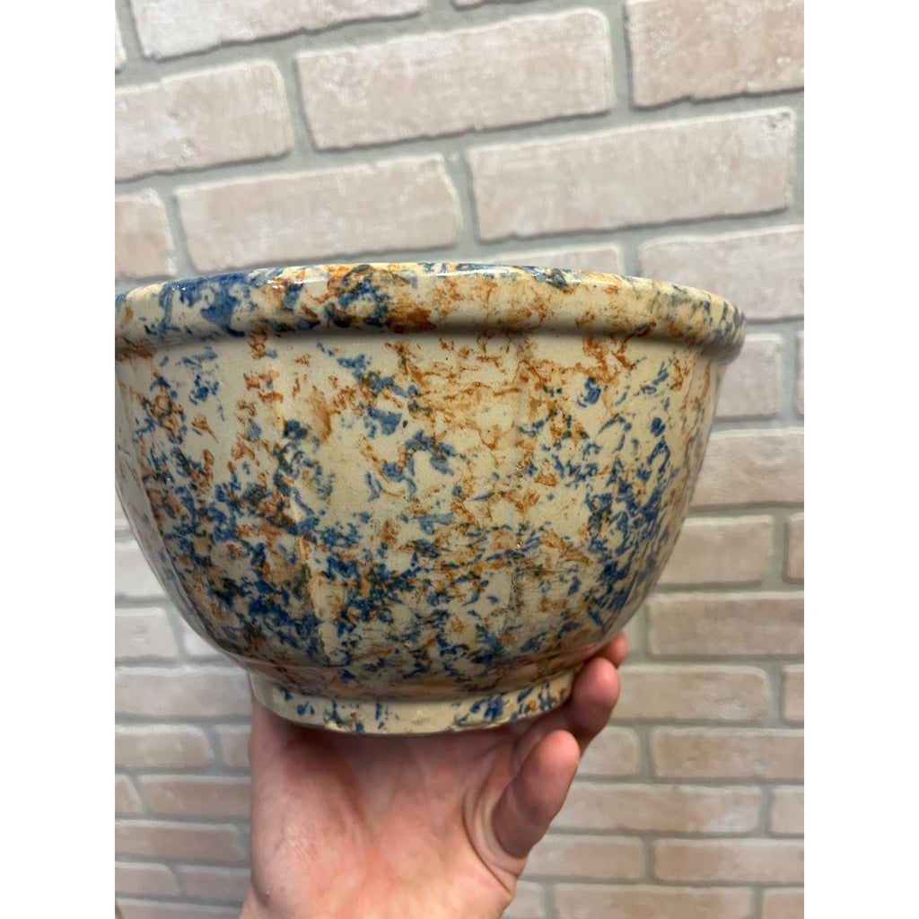 Vintage Red Wing Stoneware Spongeware Mixing Bowl Primitive Kitchen 9"